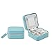 Vlando Small Travel Jewelry Box Organizer - Mirrored Jewelries Necklaces Rings Earrings Necklace Storage Case, Blue