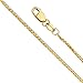 The World Jewelry Center 14k REAL Yellow Gold 1.5mm Diamond Cut Round Wheat Chain Necklace with Lobster Claw Clasp