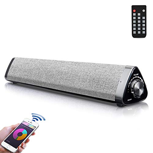 Sound Bar for TV, PON Wired and Wireless Bluetooth Home Theater Speaker with Remote Control, TF Card-Surround SoundBar TV/Cellphone/Tablet, 2.0 Channel Soundbar with 2x5w Speakers