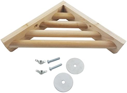 Purple Star Bird Perch Wood Corner Shelf Laddered Platform for Bird Cages, 7 by 7-Inch