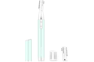 Funstant Eyebrow Trimmer for Women, Precision Facial Hair Trimmer for Chin, Lips, Neck, Upper Lip & Cheeks, Battery Operated Dual-Blade Groomer with Comb Attachment, Painless Portable Electric Shaper