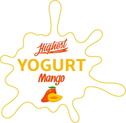 Delicious Yogurt Label Fruit Topping Healthy Snack Cartoon Vinyl Sticker (12" Tall, Mango)