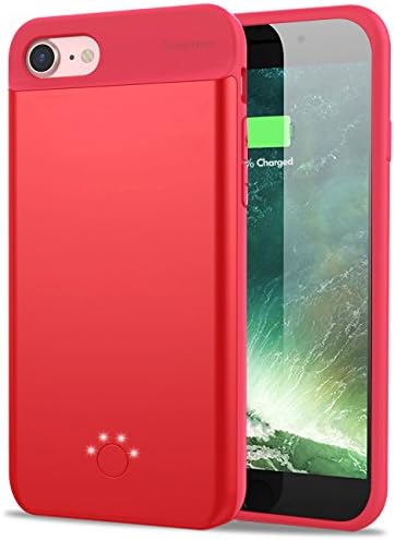 iPhone 6 6s 7 Battery Case,Smaiphone Ultra Thin Extended Rechargeable Charger Case for iPhone 6 / iPhone 6s / iPhone 7 with 3000mAh Capacity with soft silicone (Red)