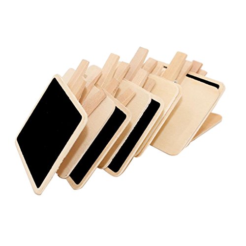 JKJF Wooden Mini Chalkboard Label Clip Message Boards for Memo, Food Label, Party Decor (12 Pieces) - Thumbnail 5