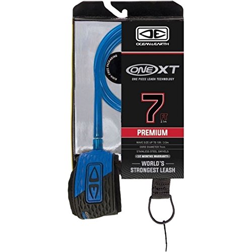 Ocean Earth Premium One-XT Blue Surfboard Leash - 7'