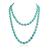 JANE STONE Funky Oval Shape Necklace Turquoise Double Strand