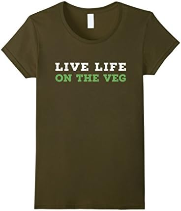 Womens Live Life On The Veg Funny Vegan T-Shirt Large Olive