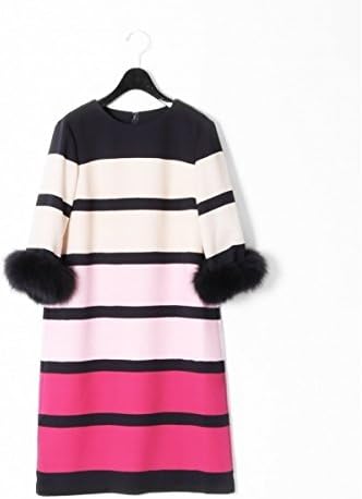 Amazon グレースコンチネンタル Grace Continental ファーカフスボーダーワンピース ピンク 36 ワンピース チュニック 通販