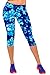 Ancia Womens Active Workout Capri Leggings Fitness Tights Pants Tracksuits Blue Snows L