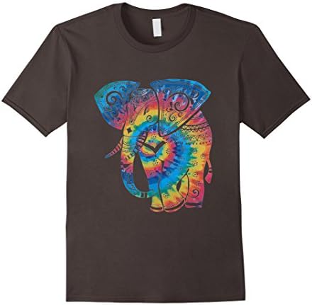Mens TIE DYE MANDALA ELEPHANT T SHIRT TRIBAL ANIMAL 2XL Asphalt