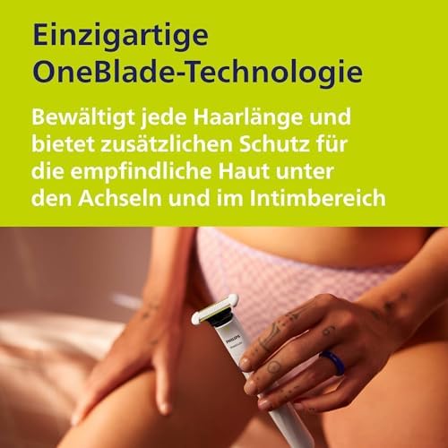 OneBlade Intimate, Intimrasur, Trimmen & Rasieren mit extra Hautschutz, Für eine gründliche und angenehme Rasur – ohne komplett glatt zu rasieren, Modell QP1924/28