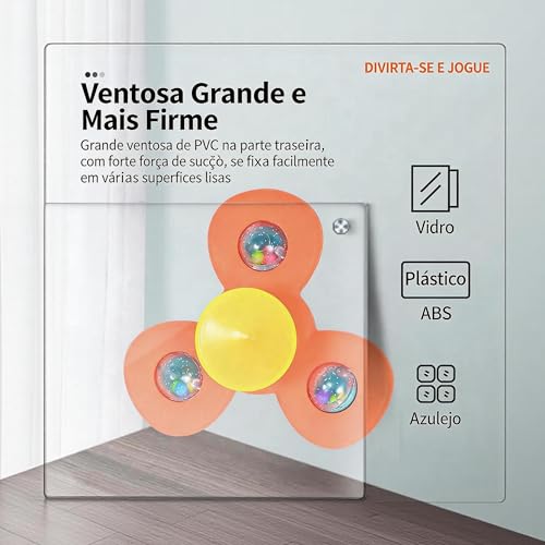 Piões com Ventosas, Conjunto de 3 Peças, Brinquedos Giratórios com Ventosas, Piões Anti-Stress, Brinquedos Sensoriais
