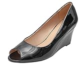 Forever Link Women's Peep Toe Slip on Wedge Pump