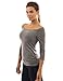 PattyBoutik Women's Off Shoulder Ruched 3/4 Sleeve Top (Gray S)