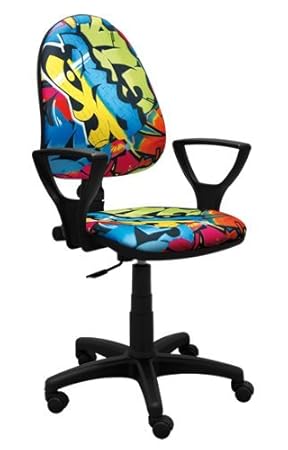 Best For Kids Kinderschreibtischstuhl Jugend-Bürostuhl Kinder-Drehstuhl Super 5 Farben Design Fußball Football Graffiti Ergo 