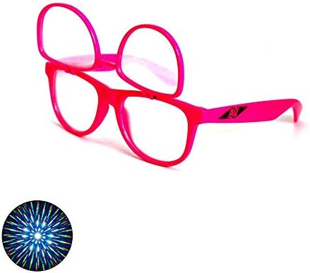 Flip Up Double Diffraction Glasses - Pink Frame