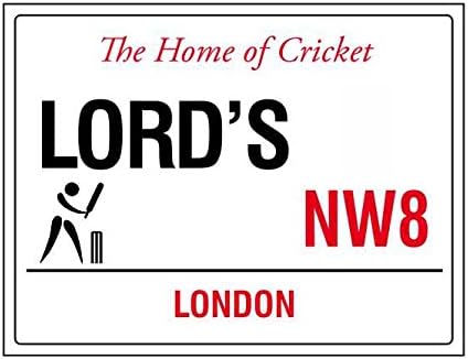 The home of cricket lords london england street road sign retro shabby chic vintage style picture metal wall plaque sign (150mm x 100mm)