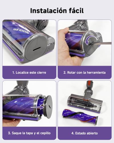 Cepillo Motorizado Anti-Enredos para Dyson V12 Detect Slim / V12 Origin /V9 Motorbar – Cabezal de Recambio con Transmisión Directa, Accesorio Turbo para Suelos Duros | Cepillo Motorizado para Dyson V12 Detect Slim / V12 Origin /V9 Motorbar Aspiradoras
