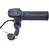 Electric Bike Throttle 48V, 5 Pin Throttle Control, Handlebar Grip With Key Switch, ABS + Rubber Grips, LCD Battery Voltage Display, Cruise Function Convenience(keys start)