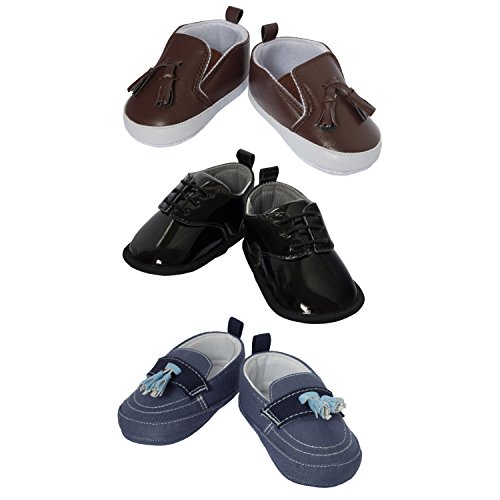 3-Pair Baby Boys Shoe Set In Box â€“ 3 Different Pairs Of Baby Boy Shoes - Cute Colors & Designs, Stylish, Dressy, Casual Sneakers & Loafers for infants - Available In 0-6 Months & 6-9 Month Old Babies
