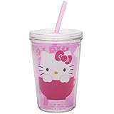 Zak 13 OZ Double-Wall Tumbler Cup with Straw - Hello Kitty