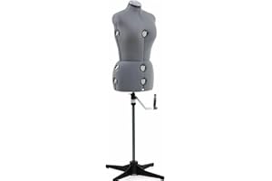 SINGER Female Adjustable Gray Dress Form Fits Sizes 10-18 Pinnable Mannequin Body Torso with 360 Degree Hem Guide, Foam-Backed Fabric Exterior, 12 Dials, Tri-Pod Stand