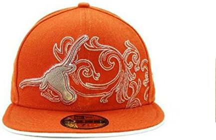 New Era Texas Longhorns Fitted Size 7 1/8 NCAA Authentic Fancy Quilt Style Logo Burnt Orange Hat Cap - Gold Sticker Attached