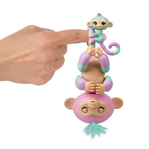 WowWee Fingerlings Baby Monkey & Mini BFFs - Ashley & Chance (Pink-Turquoise) 3542