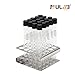 ULAB Test Tubes and Z Shape Stainless Steel Tube Rack Set, 20pcs of Vol.15ml Tubes with Black Caps, Stainless Steel Tube Rack, Suitable for Tubes of Dia.≤16mm, Z Shape, 25 Holes, UTR1013