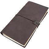 Handmade Travelers Notebook - Refillable Leather Travel Journal Writing Diary,3 Inserts,192 Pages,Standard 8.5 x 4.5 in, Coffee Brown