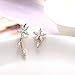 Chicinside Cubic Zirconia Flower Branch Ear Cuff Pins Stud Earrings Gold Tone