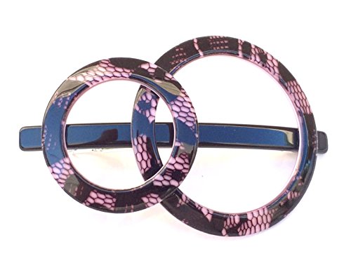 Wardani, LG 2 circles Barrette , Handmade in France Lace (Pink)