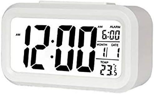 SHOPPOWORLD Digital Smart Backlight Battery Operated Alarm Table Clock with Automatic Sensor, Date & Temperature