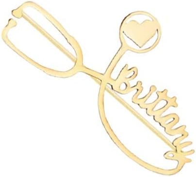 Personalized Christmas Gift for Nurse Doctor Custom Name Stethoscope Engraved Necklace Brooch Graduation Gift