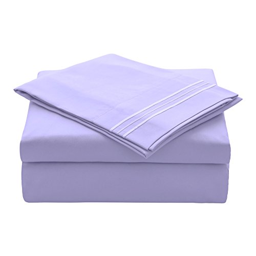 VEEYOO Queen Size Sheet Set - Super Soft 1800 Thread Count Premium Bed Sheet Sets - 16-Inch Deep Pockets, Hypoallergenic Brushed Microfiber, Wrinkle & Fade Resistant Sheet - 4 Pieces, Lavender