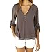 Kingfansion 2016 New Fashion Womens Loose Long Sleeve Chiffon Casual Blouse