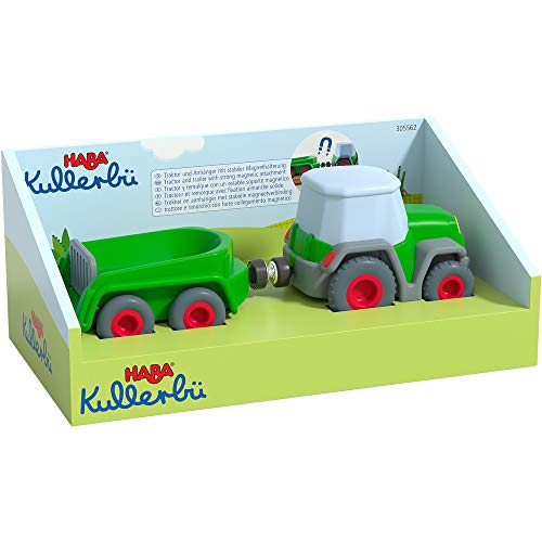 Haba Traktor mit Anhänger und Ferkel Geschenkset Little Friends Bauernhof – Bild 2