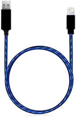 Lightning Cable, Earfly Visible Flowing Lightning to USB Cable 3 ft, Charging Cables Work with iPhone 7/iPad/iPod and More.( Black+ Blue)