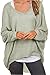 UGET Women's Oversized Baggy Tops Off Shoulder Loose Fitting Pullover Casual Blouse T-Shirt Sweater Long Batwing Sleeve Large Gray