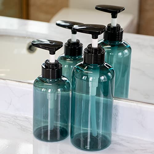 Shampoo and Conditioner Bottles Refillable, 4 Pack Kimqi 10oz/300ml Empty Shower Plastic Soap