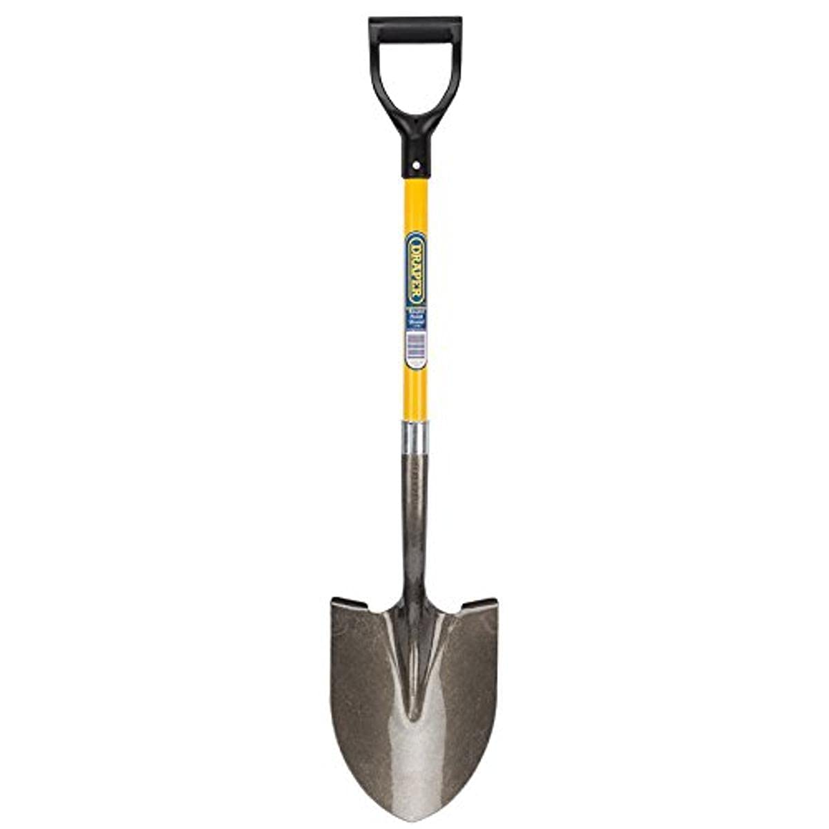 Draper 43216 Round Point Shovel with Fibreglass Shaft, Yellow and Grey