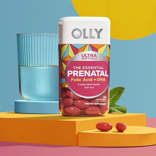 OLLY ULTRA STRENGTH PRENATAL MULTIVITAMIN SOFTGELS, SUPPORTS HEALTHY GROWTH, BRAIN DEVELOPMENT, IRON, FOLIC ACID, DHA, VITAMINS C, E, 30 DAY SUPPLY-60 COUNT