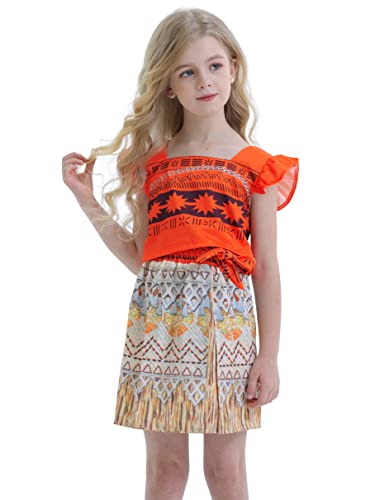 WonderBabe Girls Adventure Costume Two-Piece Skirt Set Princess Dress Up Birthday Halloween Outfit Dress