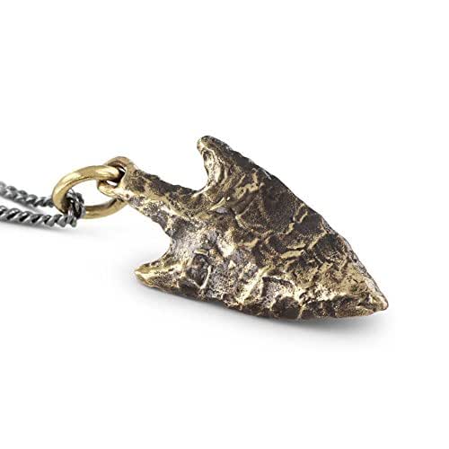 Arrowhead Necklace Bronze Arrowhead Pendant on Gunmetal