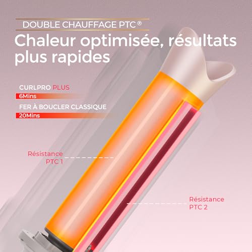 Automatic Curling Iron, TYMO Curlpro Plus Automatic Curling Iron Large Curling Iron 32 mm Beach Waves Curler for Long Hair Anti-Burning Hair Curler, Fast Heating, Rose Gold
