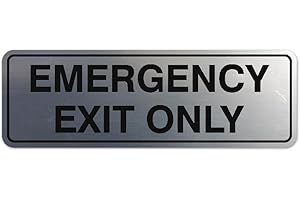 Signs ByLITA Standard Emergency Exit Only Sign - Easy Installation | Durable Wall or Door Sign (Brushed Silver) - Large