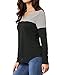 Allegra K Women's Color Block Tops Long Sleeve Casual V Neck Henley Blouse Medium Black
