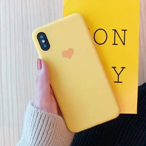 CKLDFWD Phone Case For Iphone Xs Max Xr 6 6s 7 8 Plus X Korean Style Heart Candy Color Soft Tpu Phone Back Cover Cases For iPhone 7 or 8 Yellow