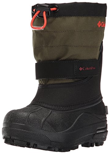 Columbia Unisex-Kids Childrens Powderbug Plus II Snow Boot, Black, Spicy, 13 M US Little Kid