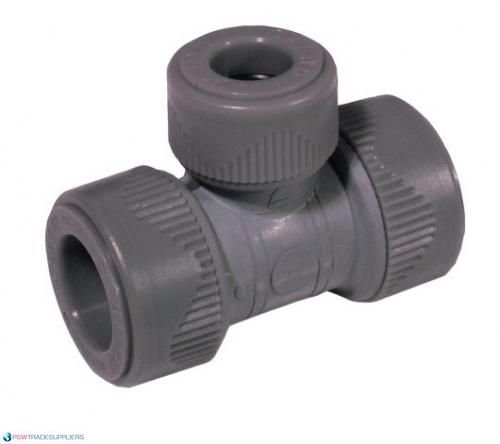 Hep2O / Polyplumb Pb Equal Tee 22mm x 15mm x 22mm Plastic Push-Fit Quantity: (1)
